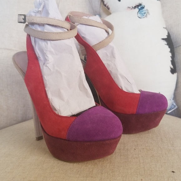 ShoeMint Ankle Wrap Color Block Heels - Picture 5 of 6